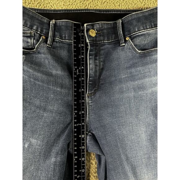 Chicos Jeans Women 0.5 US 6 Mid Rise Skinny Distressed Dark Wash Denim‎ Pants - Picture 4 of 8